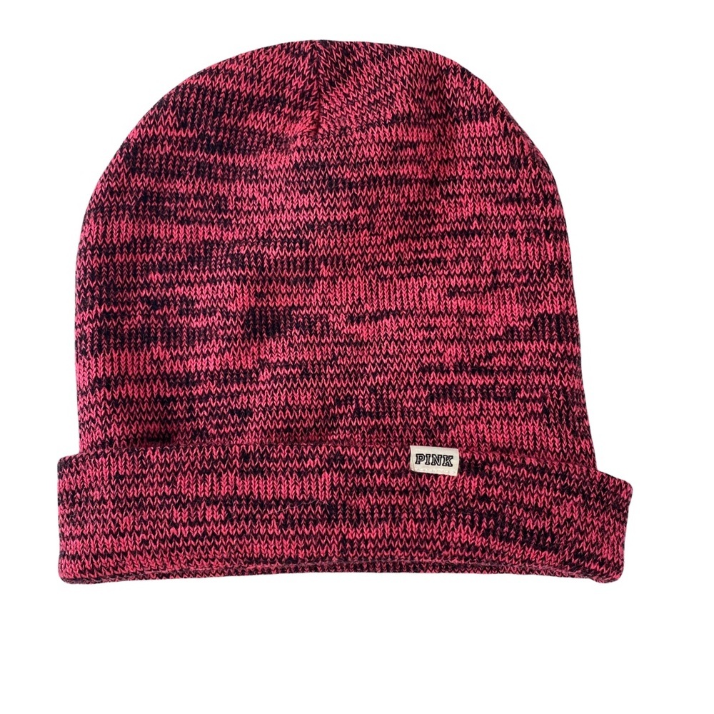 VICTORIA'S SECRET PINK KNIT HAT-1 SIZE FITS MOST PINK AND BLACK REVERSIBLE.